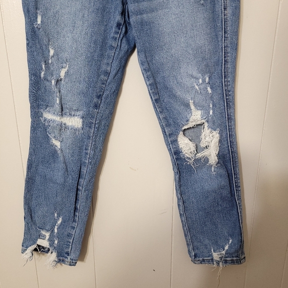 Mica Los Angeles Jeans Womens Blue Distressed Slim Straight High Rise Size 24 - Picture 3 of 11